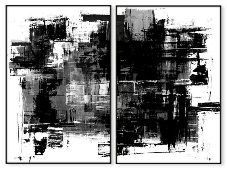 Conjunto de Quadros Abstrato Preto e Branco