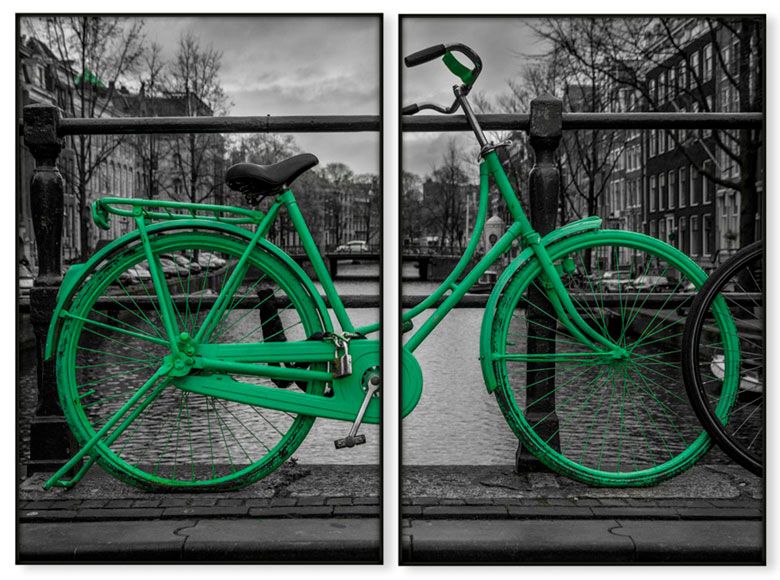 Conjunto de Quadros Bicicleta Verde Amsterdã